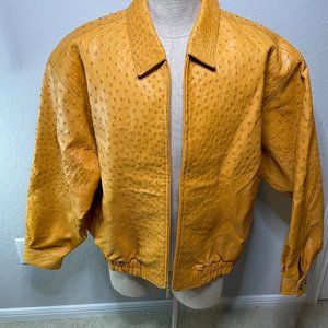 Bernini Genuine Ostrich Leather Jacket / Coat Yellow Size XXL